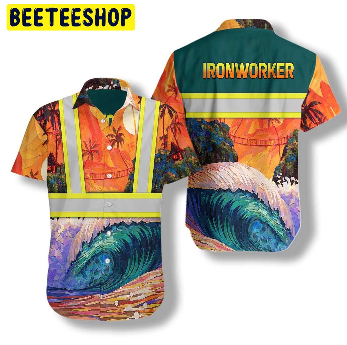 Ironworker Emerald Wave Trending Hawaiian Shirt-1