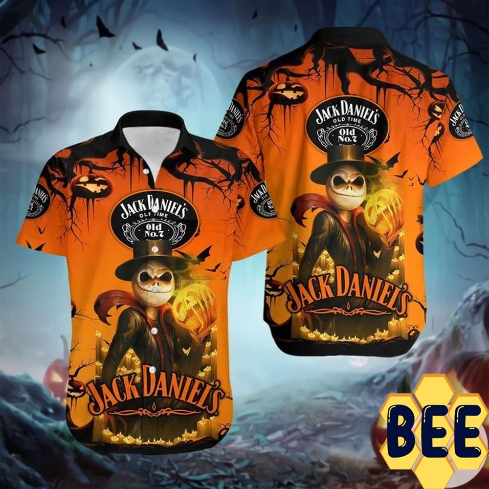 Jack Daniels Skeleton Halloween Hawaiian Shirt-1