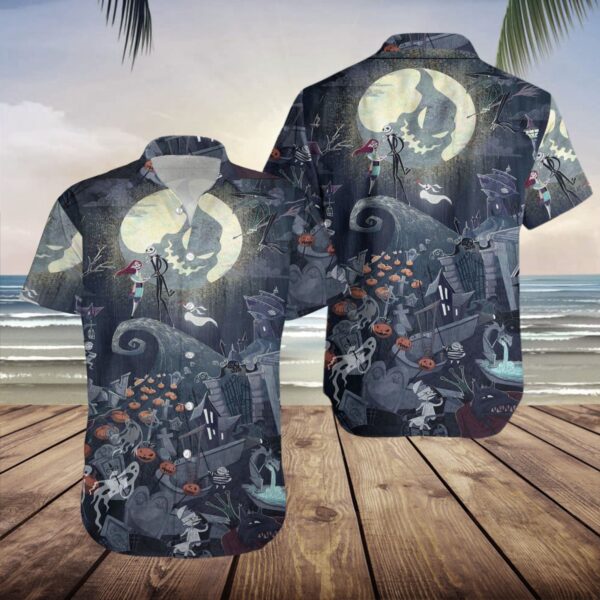 Jack Skellington Tropical Halloween Nightmare Before Christmas Hawaiian Shirt