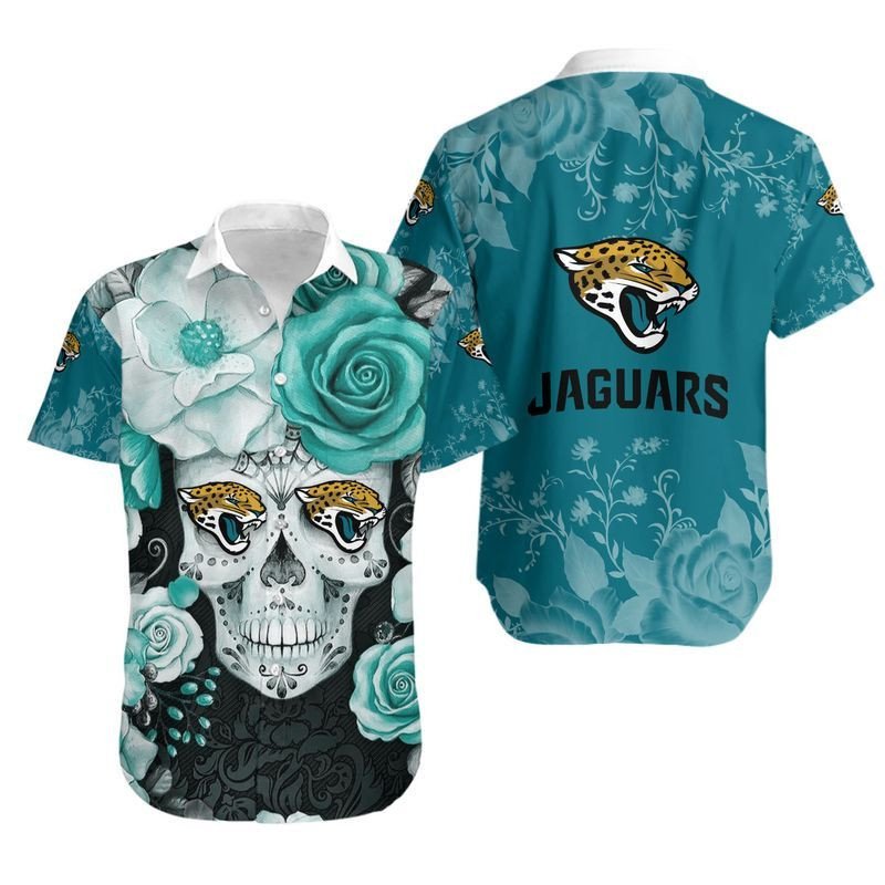 Jacksonville Jaguars Skull Nfl Hawaiian Shirt For Fans-1