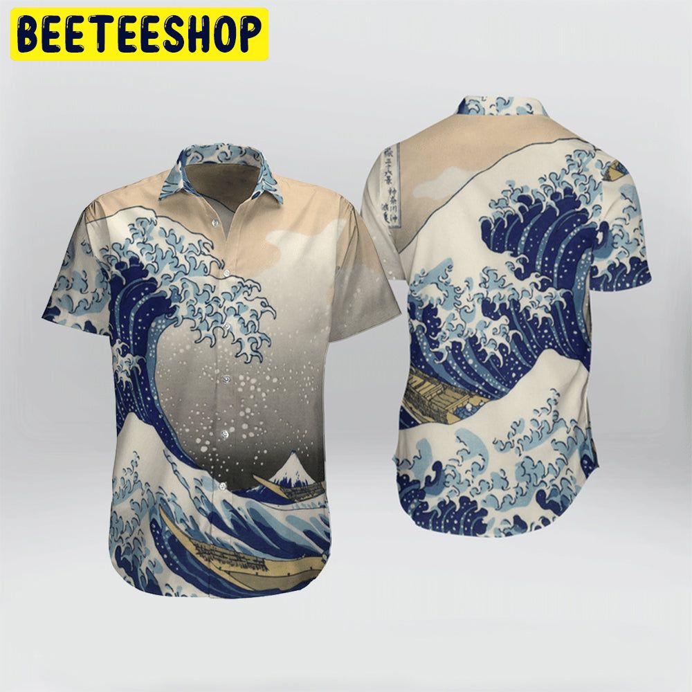 Japanese Aesthetic Ukiyoe Kanagawa Wave Trending Hawaiian Shirt-1