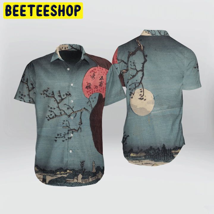 Japanese Aesthetic Ukiyoe Pompoko Badger Trending Hawaiian Shirt-1