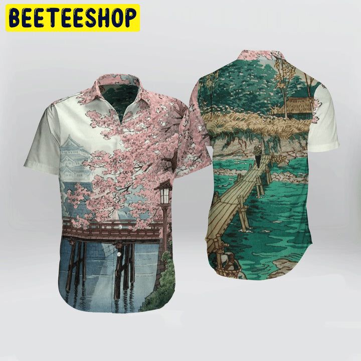 Japanese Aesthetic Ukiyoe Sakura Cherry Blossom Trending Hawaiian Shirt-1