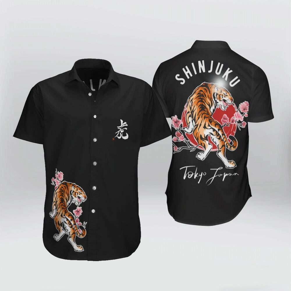 Japanese Tiger Sakura Hawaiian Shirt