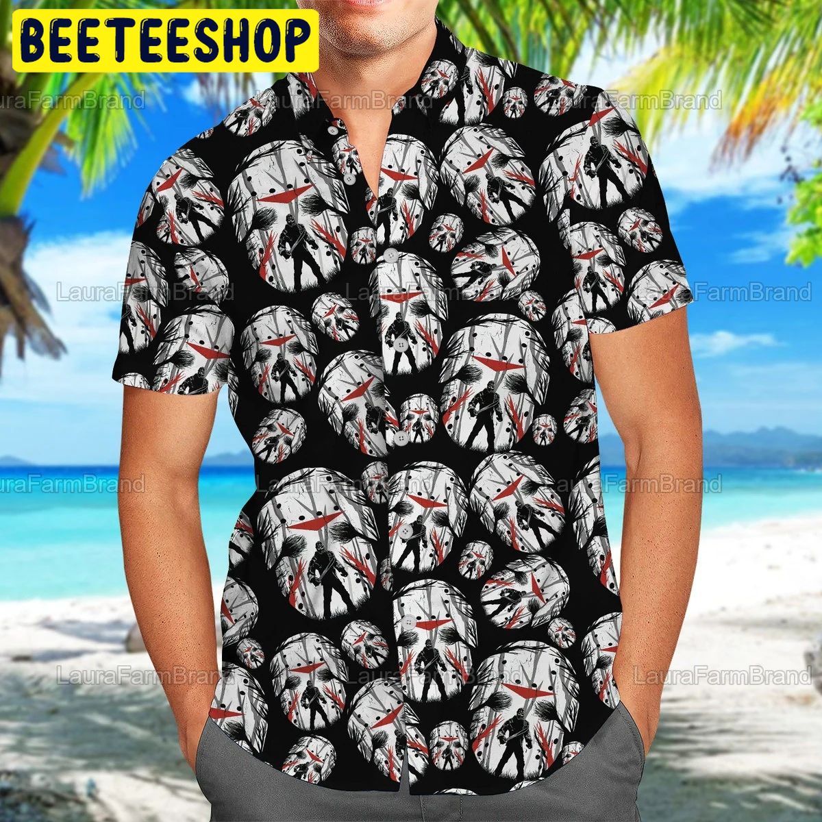 Jason Voorhees Face Halloween Trending Hawaiian Shirt-1