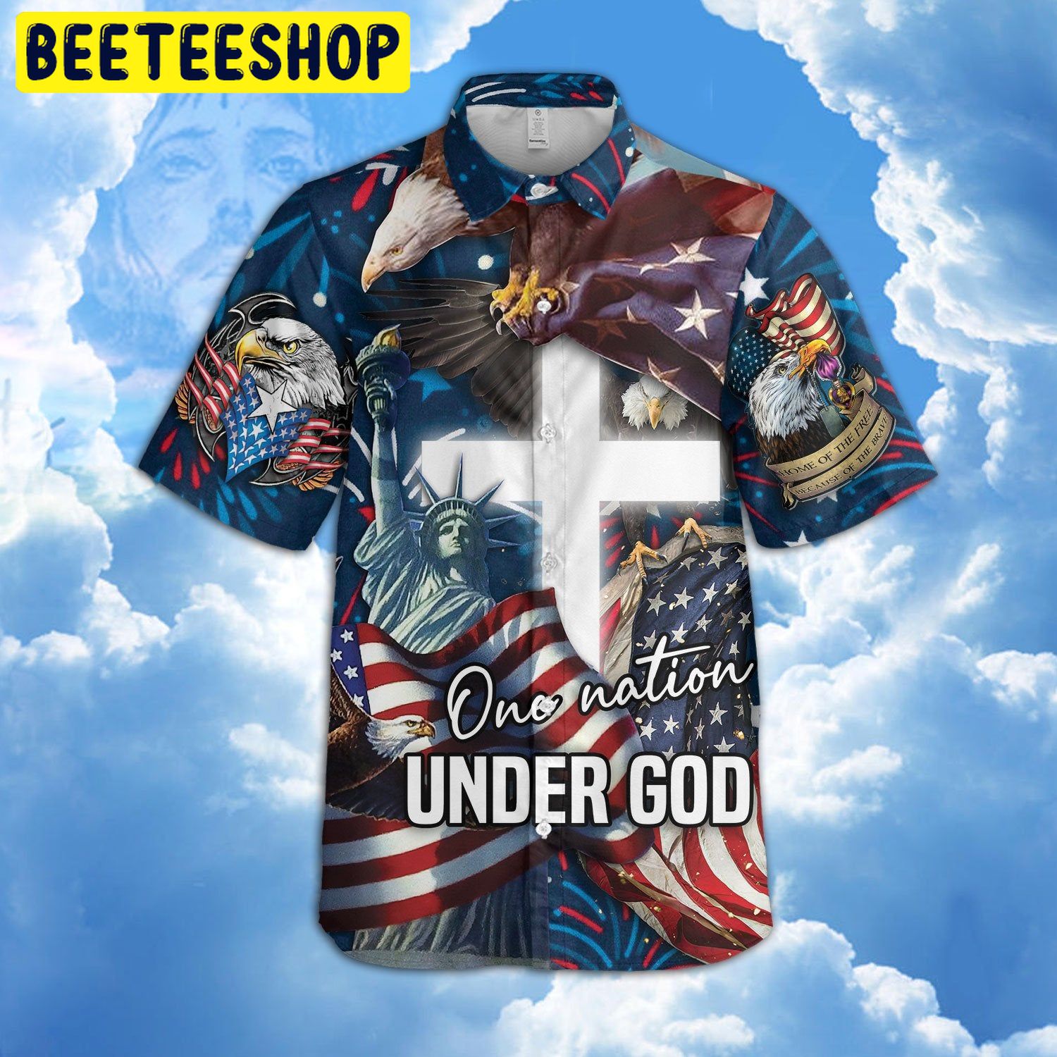 Jesus One Nation Under God Trending Hawaiian Shirt-1