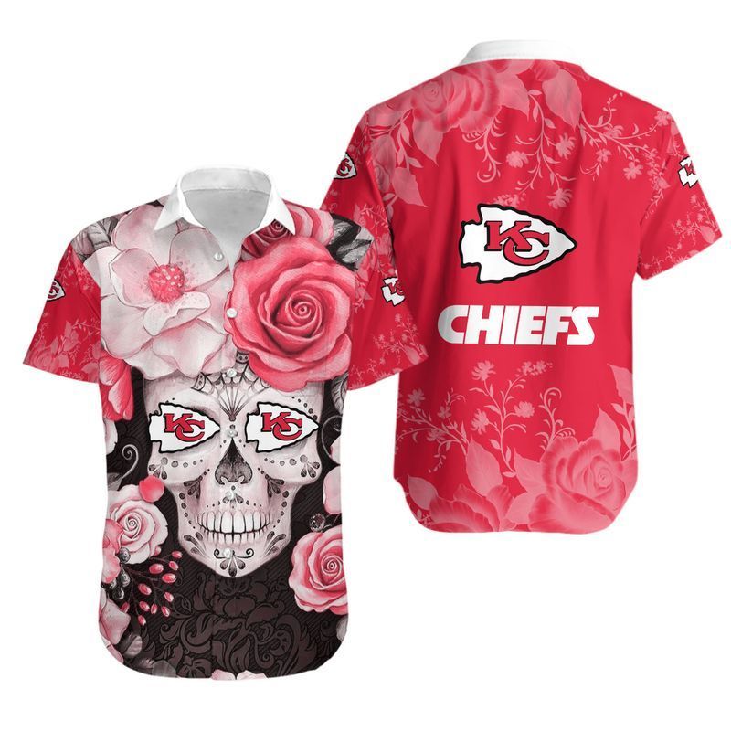 Kansas City Chiefs Skull Nfl Hawaiian Shirt For Fans-1