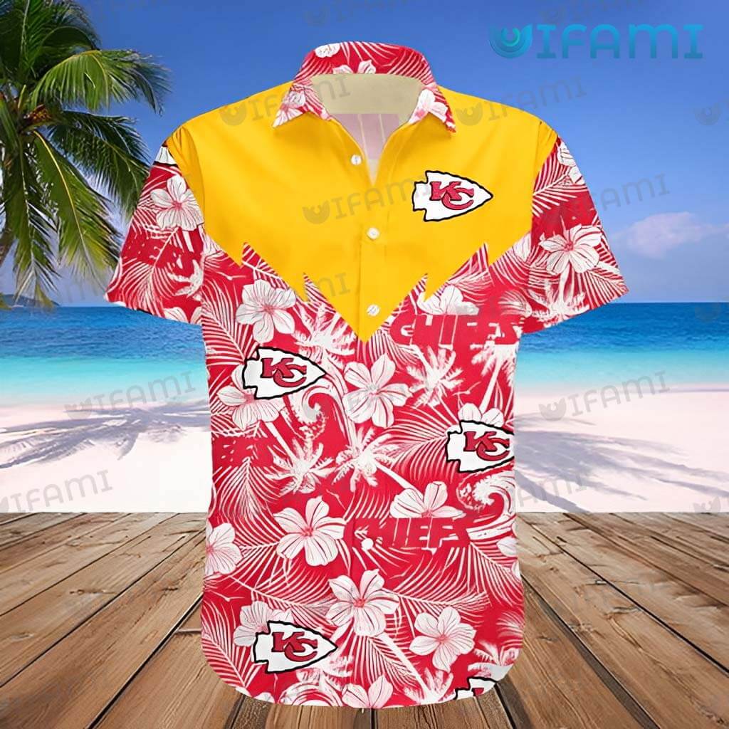 Kc Chiefs Hawaiian Shirt Flower Tropical Leaf Kansas City Gift