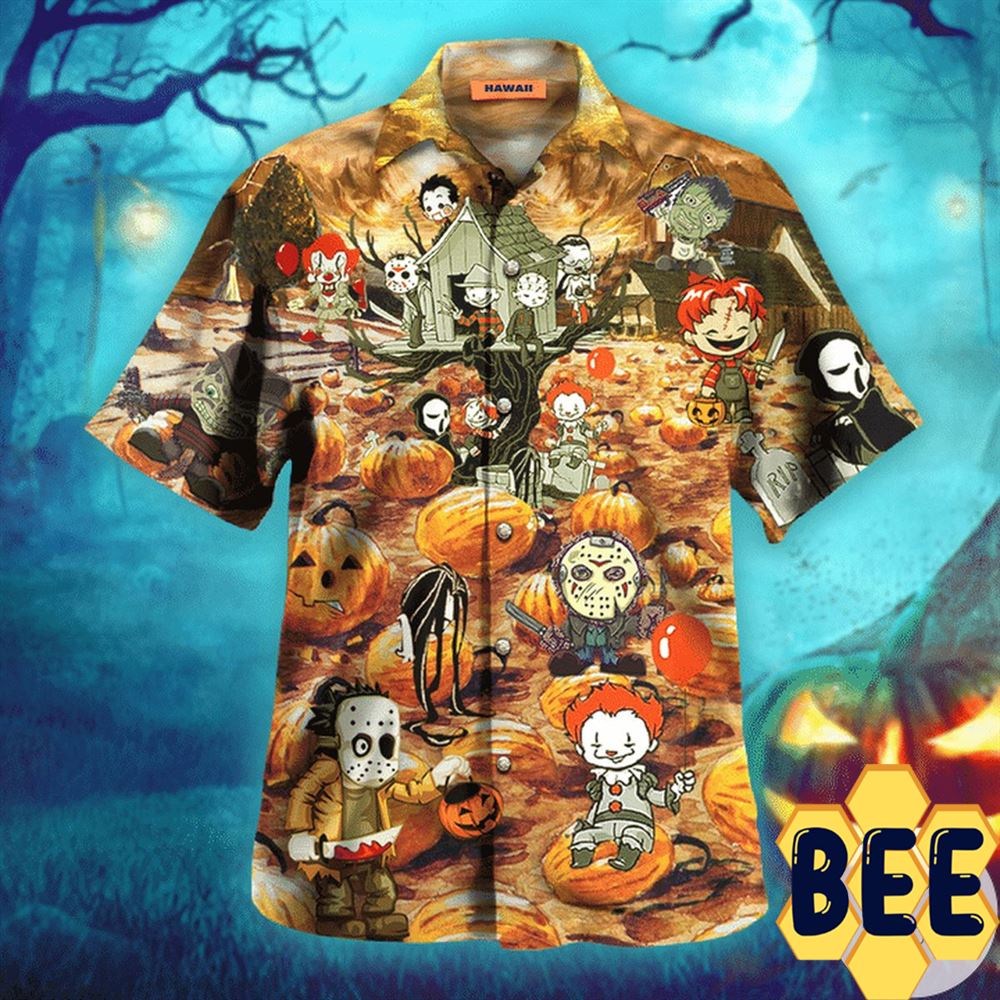 Killing By The Pumpkin Patch Halloween Hawaiian Shirt-1