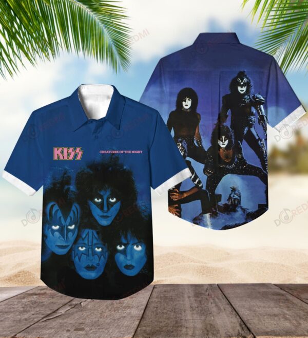 Kiss Band Creatures Of The Night Short Sleeve Hawaiian Shirt