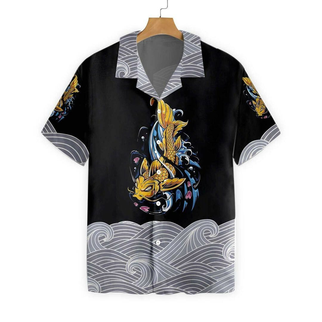 Koi Fish On Waves Hawaiian Shirt