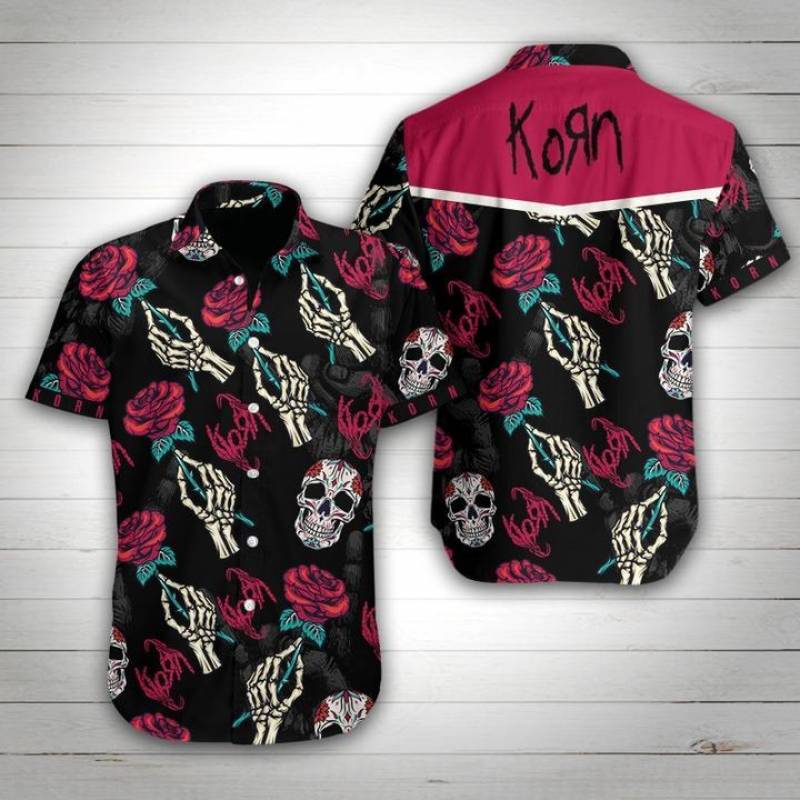 Korn Band Rose Skull Hawaiian Shirt