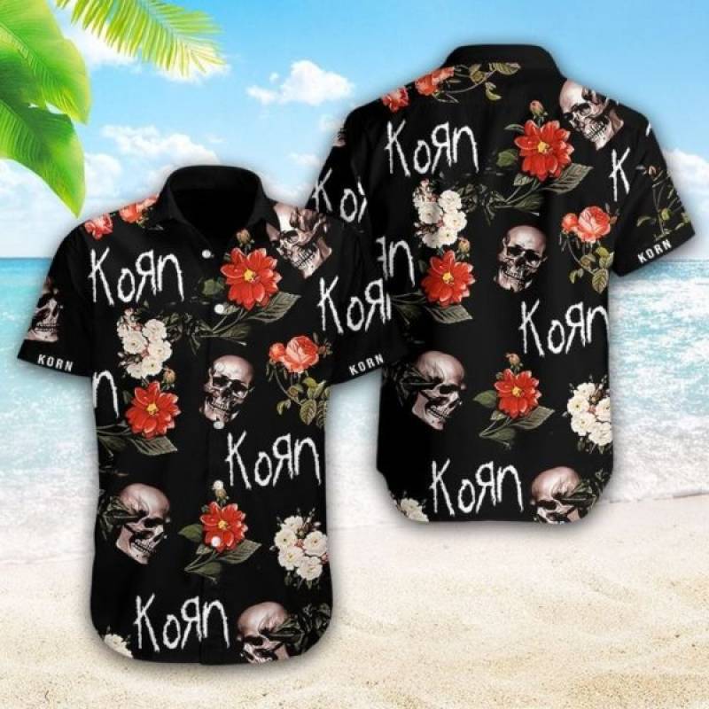 Korn Skull Flower Hawaiian Shirt