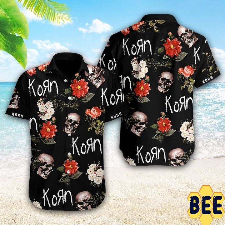 Korn Skull Flower Trending Hawaiian Shirt-1