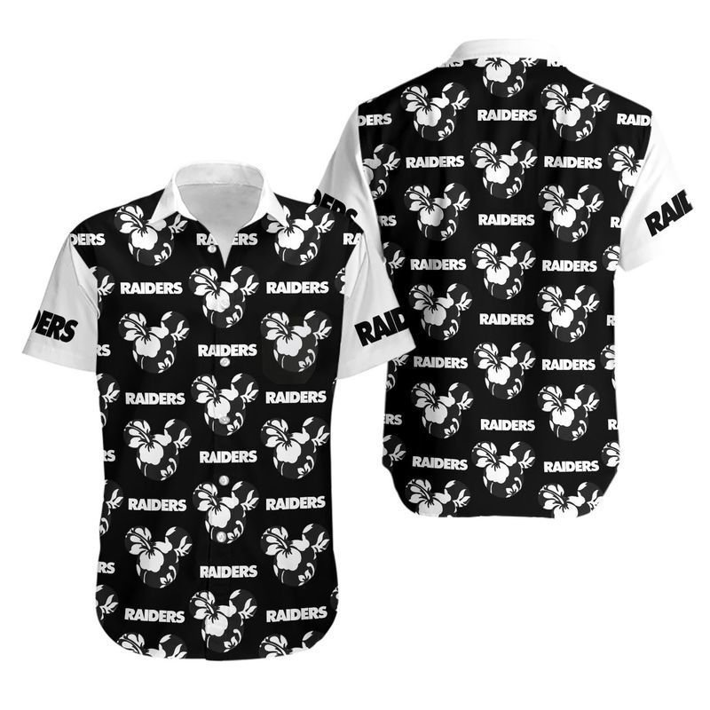 Las Vegas Raiders Mickey And Flowers Hawaiian Shirt For Fans-1