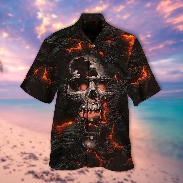 Lava Screaming Skull Halloween Hawaiian Shirt