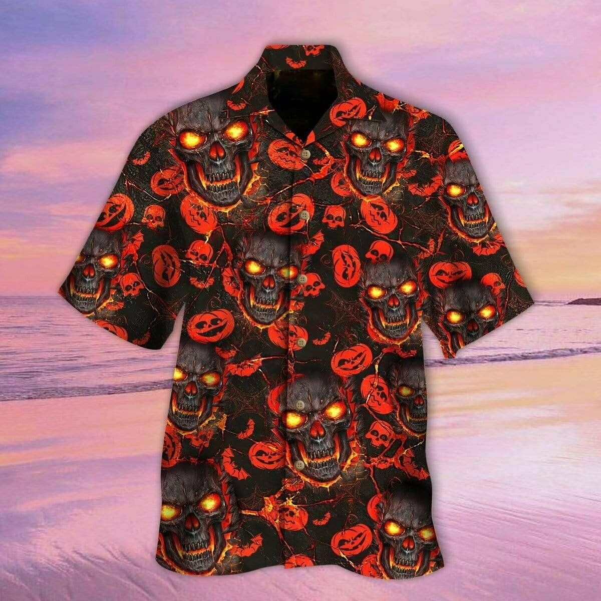 Lava Skulls Pumpkin Halloween Hawaiian Shirt