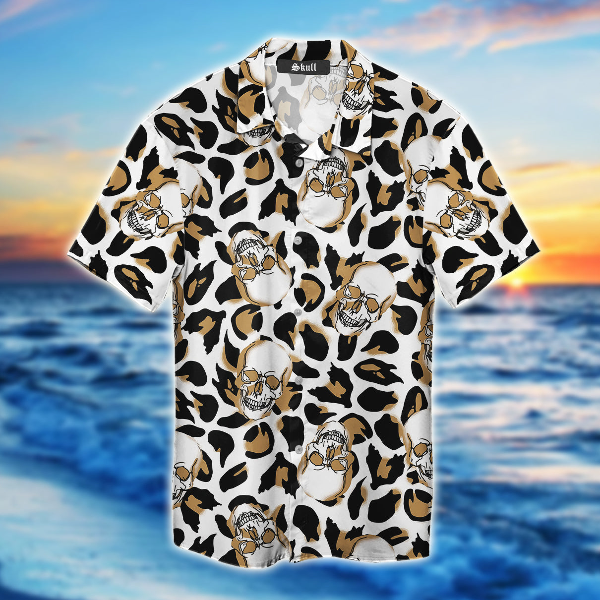 Leopard Pattern Skull Hawaiian Shirt-1