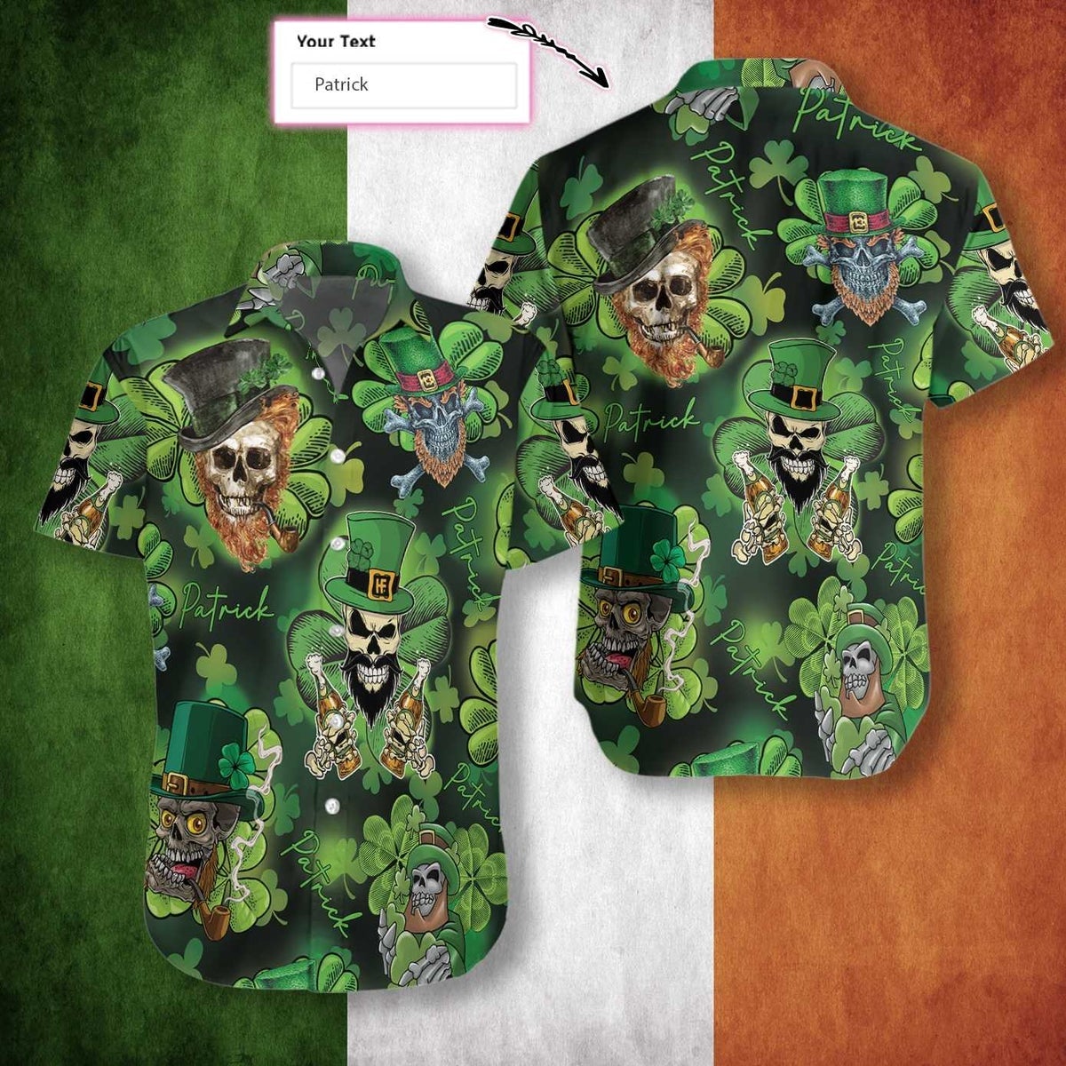 Leprechaun Skull Irish People Proud Custom Name Hawaiian Shirt