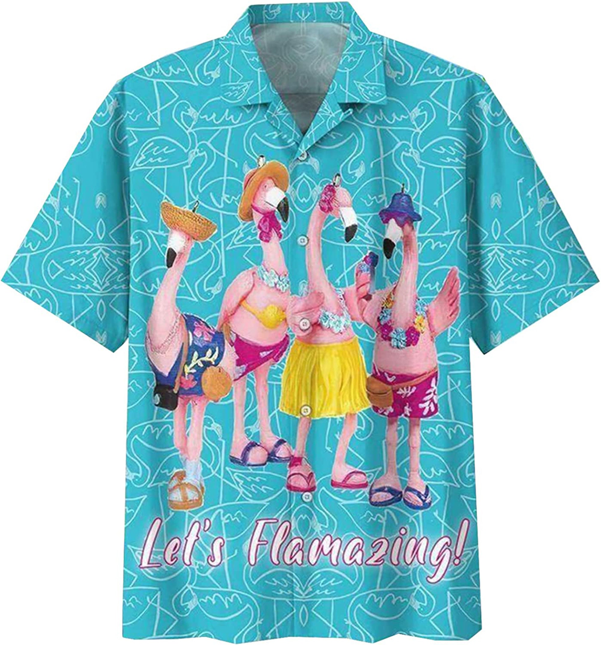 Lets Flamazing Flamingo Lovers Hawaiian Beach Shirt