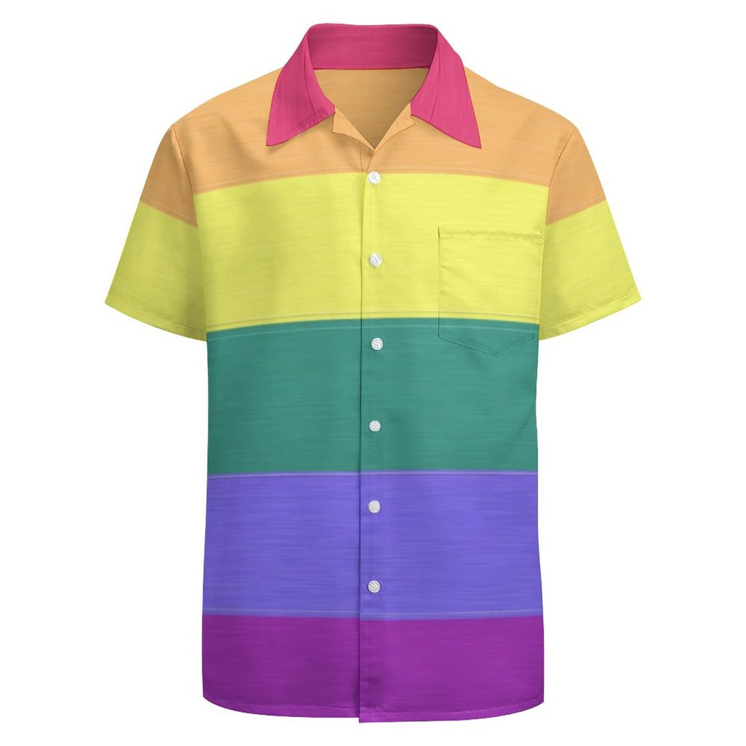 Lgbt Pride Rainbow Flag Pattern Proud Lgbtq Hawaiian Vintage Shirt Mens Button