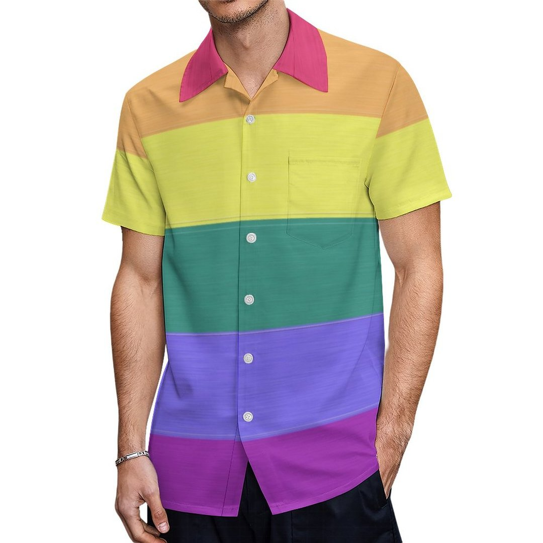 Lgbt Pride Rainbow Flag Pattern Proud Lgbtq Hawaiian Vintage Shirt Mens Button