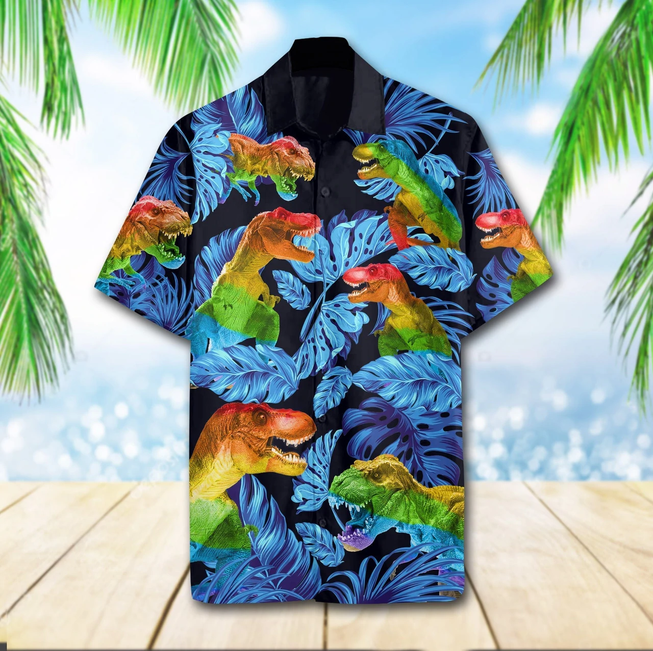 Lgbt T-rex Hawaiian Shirt