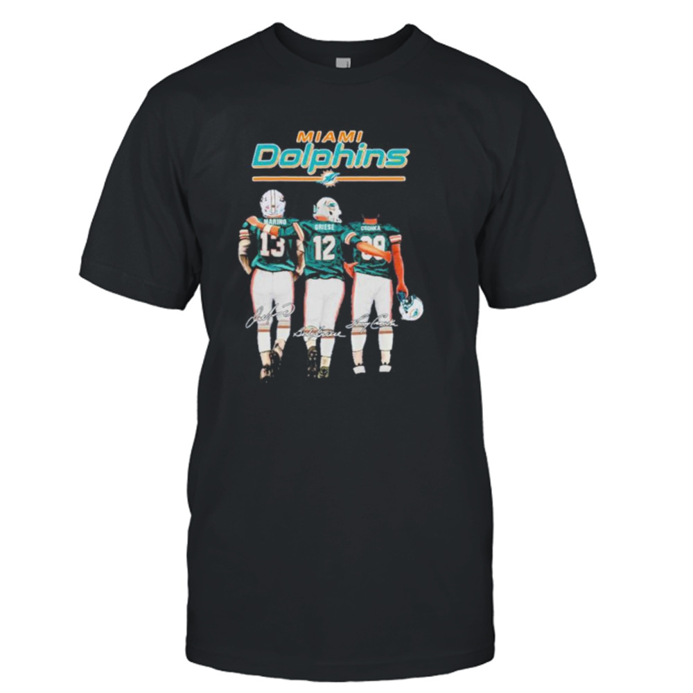 Miami Dolphins Marino Griese and Csonka signatures shirt