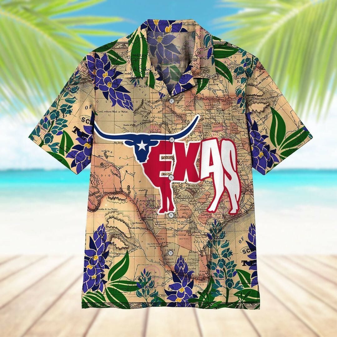 Longhorn Flag Texas 3d All Over Printed Hawaiian Shirt