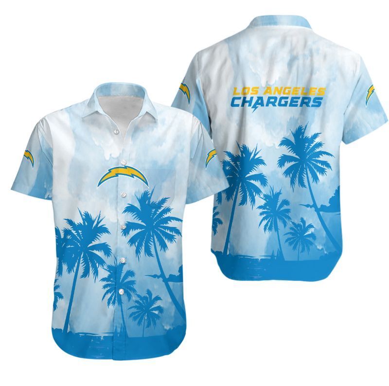 Los Angeles Chargers Coconut Trees Nfl Hawaiian Shirt For Fans-1