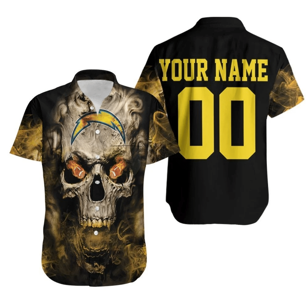 Los Angeles Chargers Skull Los Angeles Chargers 3d Personalized Hawaiian Shirt