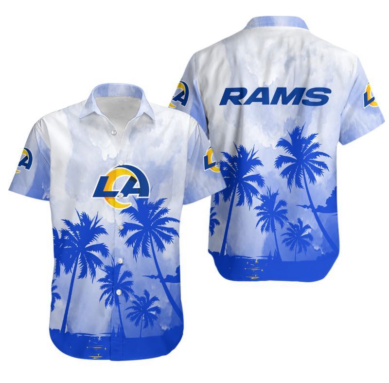 Los Angeles Rams Coconut Trees Nfl Hawaiian Shirt For Fans-1