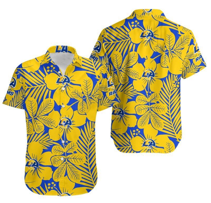 Los Angeles Rams Flower Hawaiian Shirt For Fans-1