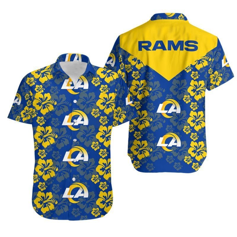 Los Angeles Rams Flowers Hawaiian Shirt For Fans-1