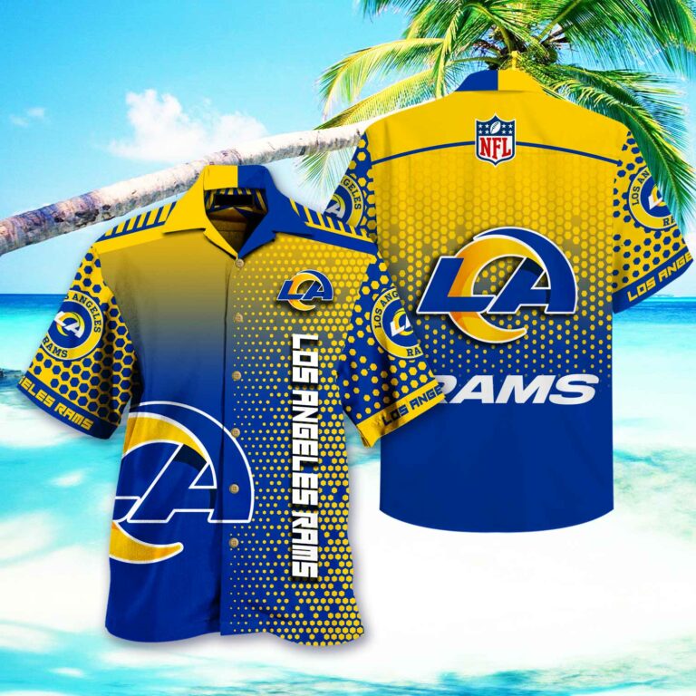 Los Angeles Rams Nfl Hawaiian Shirt Short 3d For Fans 02-1
