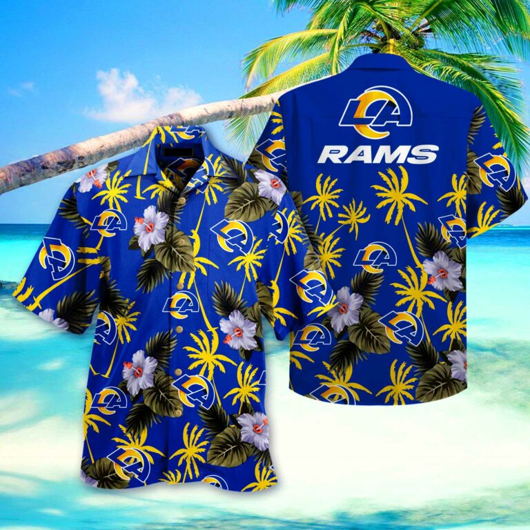 Los Angeles Rams Nfl Hawaiian Shirt Short 3d For Fans-1