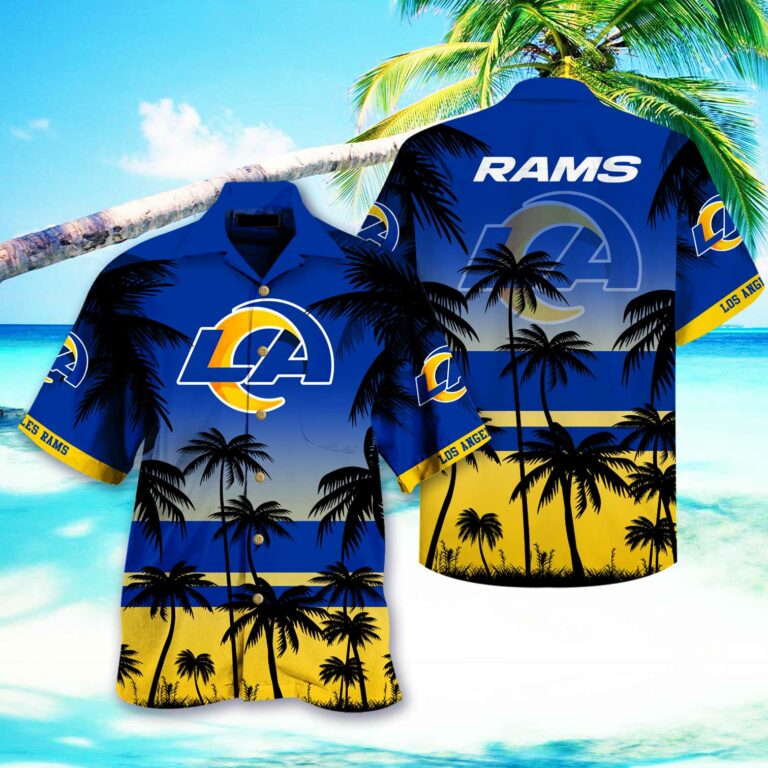 Los Angeles Rams Nfl Hawaiian Shirt Short 3d For Fans-2
