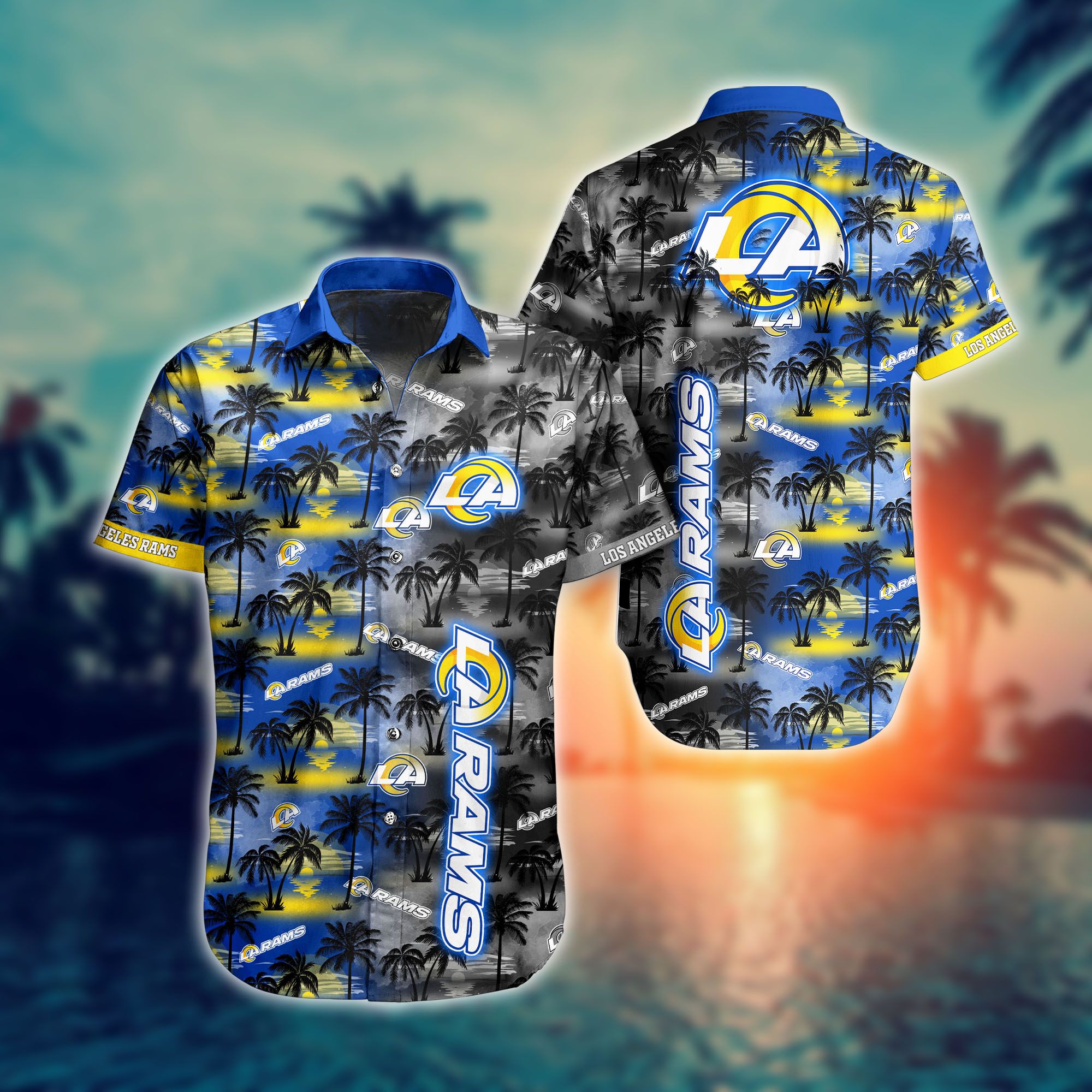 Los Angeles Rams Nfl Hawaiian Shirts And Shorts For Fans-1