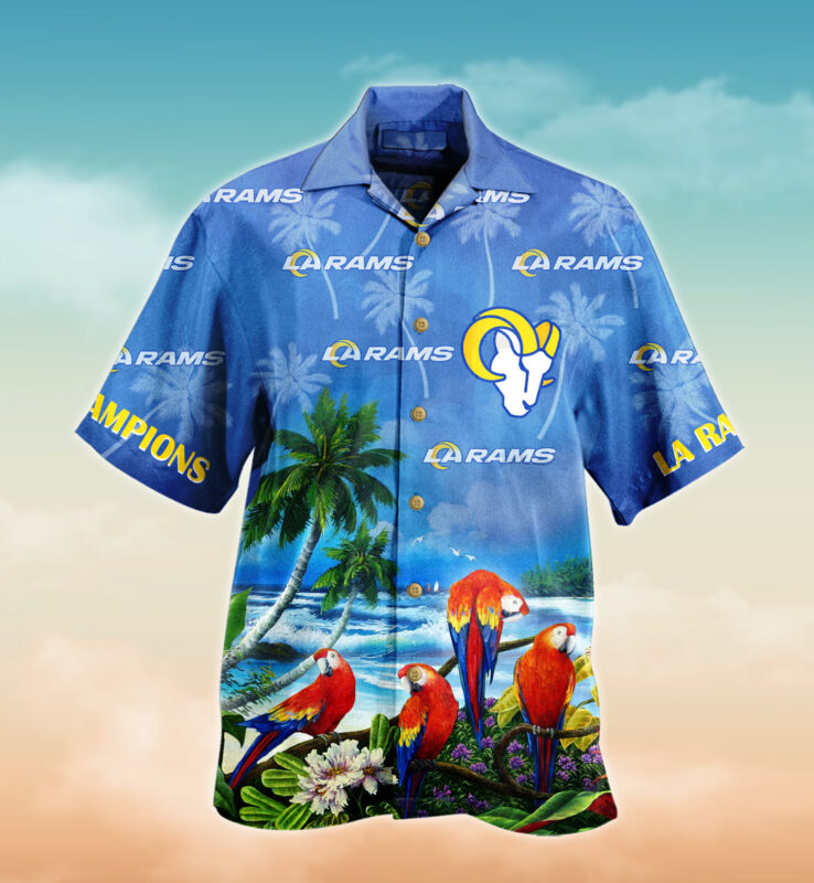 Los Angeles Rams Parrots Tropical Hawaiian Shirt Short 3d For Fans-1