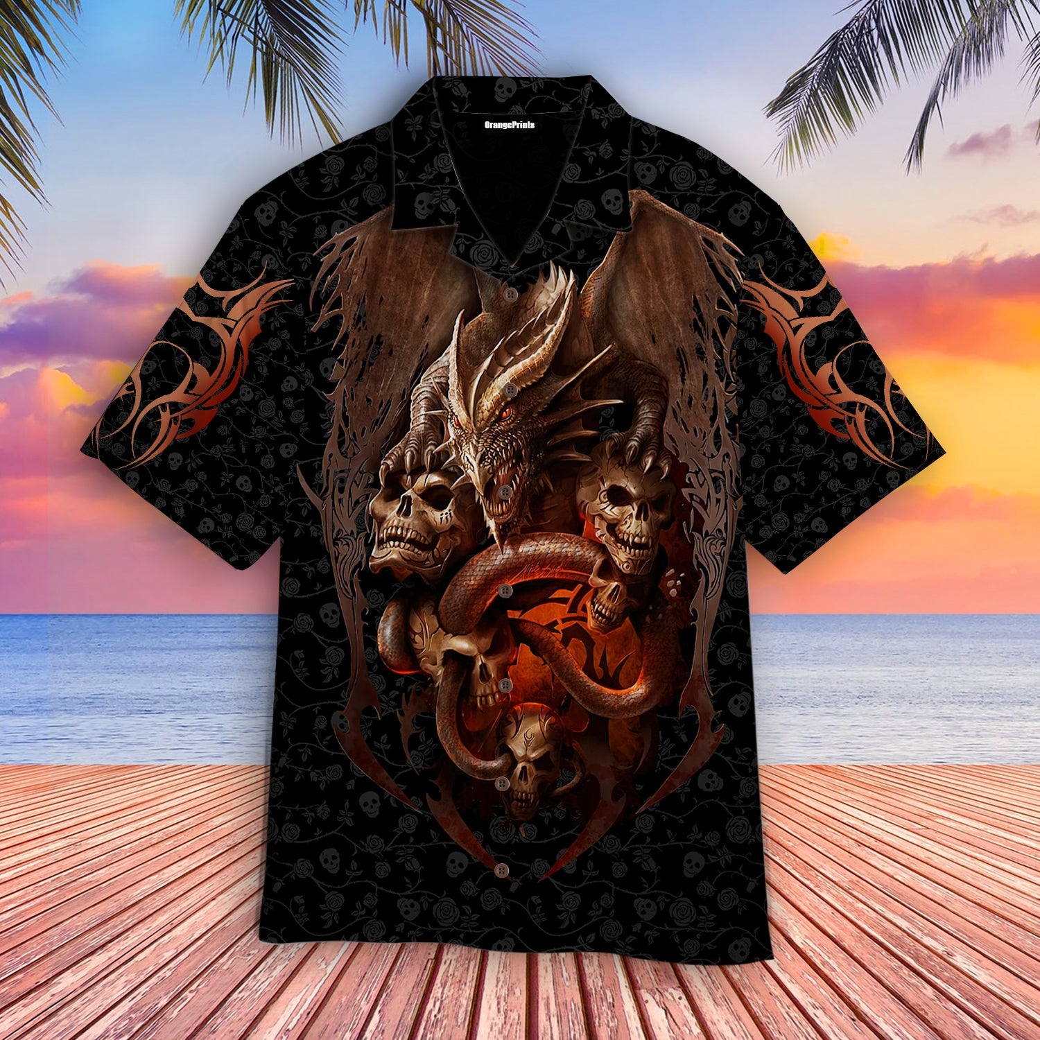 Love Dragon Skull Hawaiian Shirt For Men Women Adult