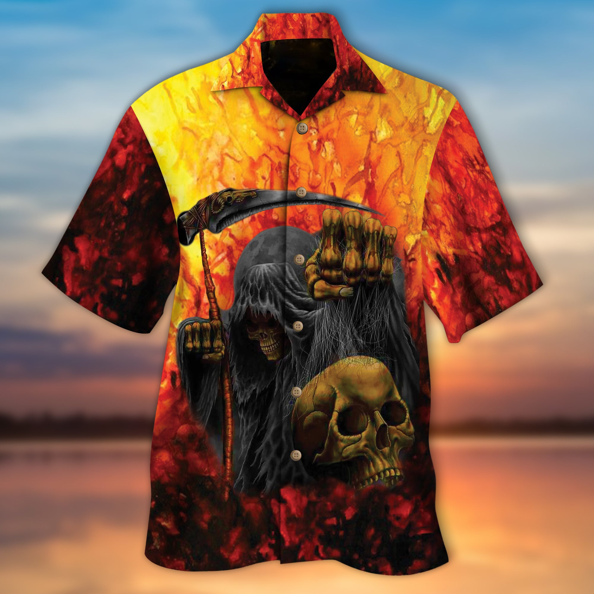 Love Hate Skull Hawaiian Shirt