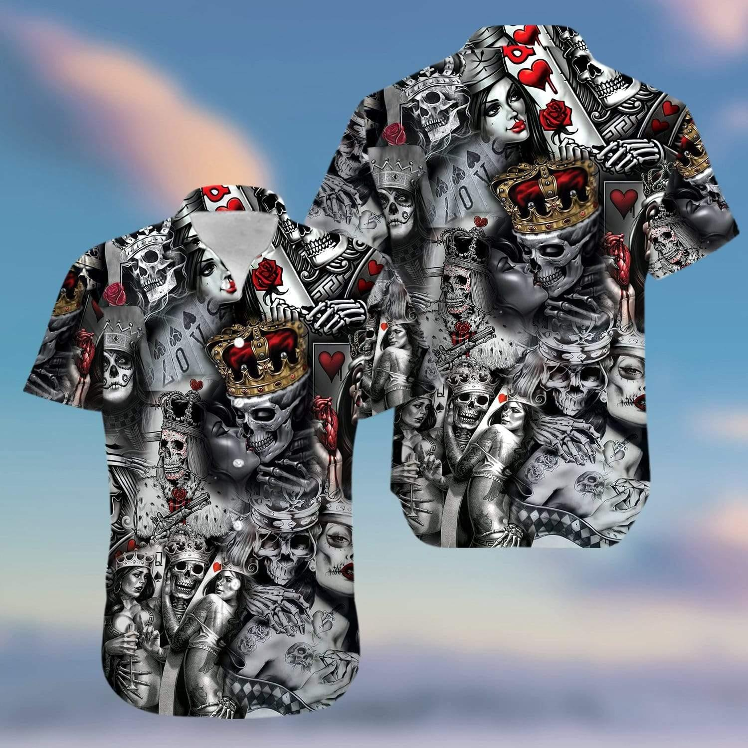 Love Is Blind Poker Skull Hawaiian Shirt Crazy Funny Hawaiian Shirt