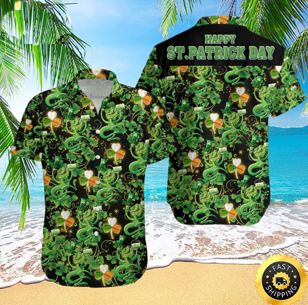 Lucky Clover Irish St Patricks Day Aloha Hawaiian Shirt