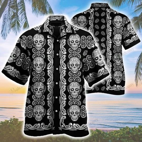 Lushstyle Sugar Skull Pattern Hawaiian Shirt