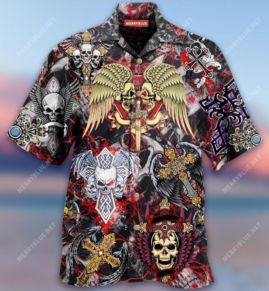 Magical Skull Cross Aloha Hawaiian Shirt Colorful Short Sleeve Summer