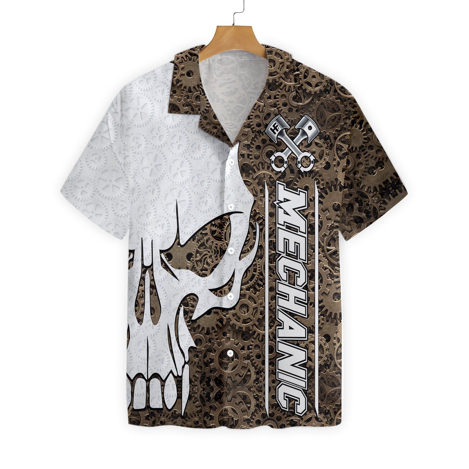 Mechanic Camo Pattern Skull Ez12 0502 Hawaiian Shirt