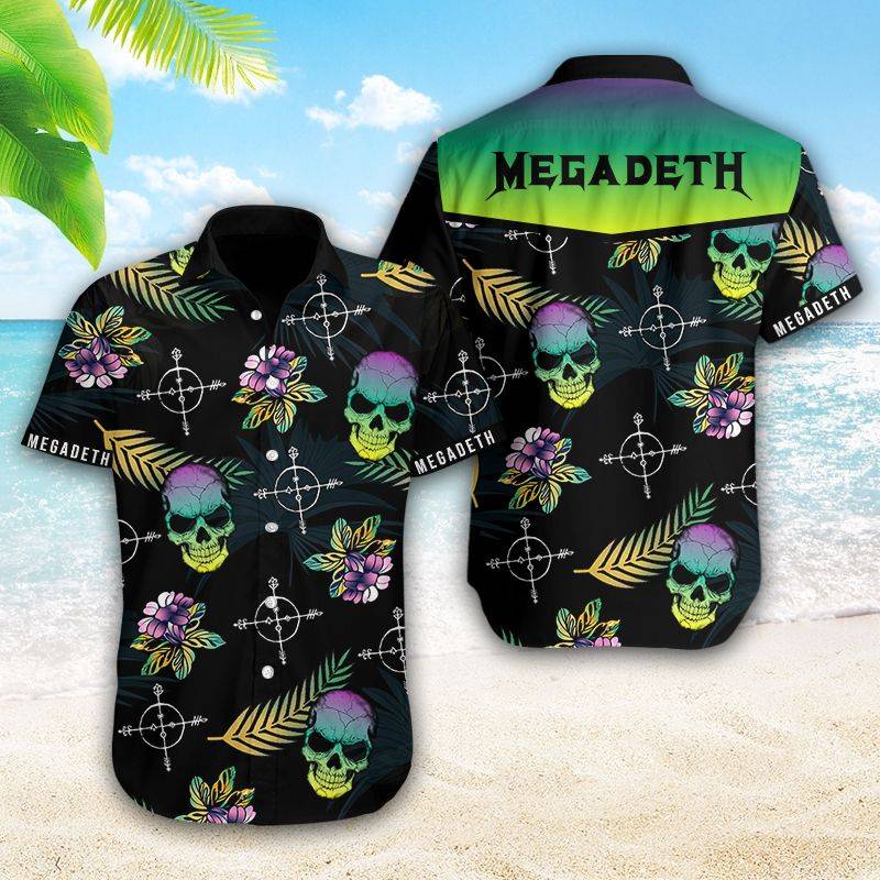 Med Hawaiian Skull Shirt