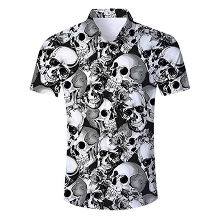 Mens Hawaiian Shirt Skull Printing