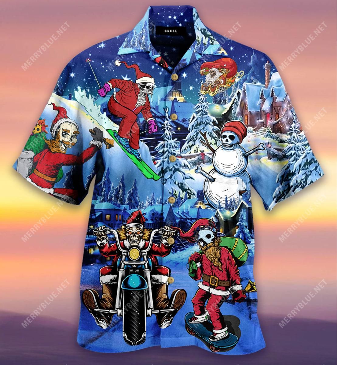 Merry Chrismas With Skull Aloha Hawaiian Shirt