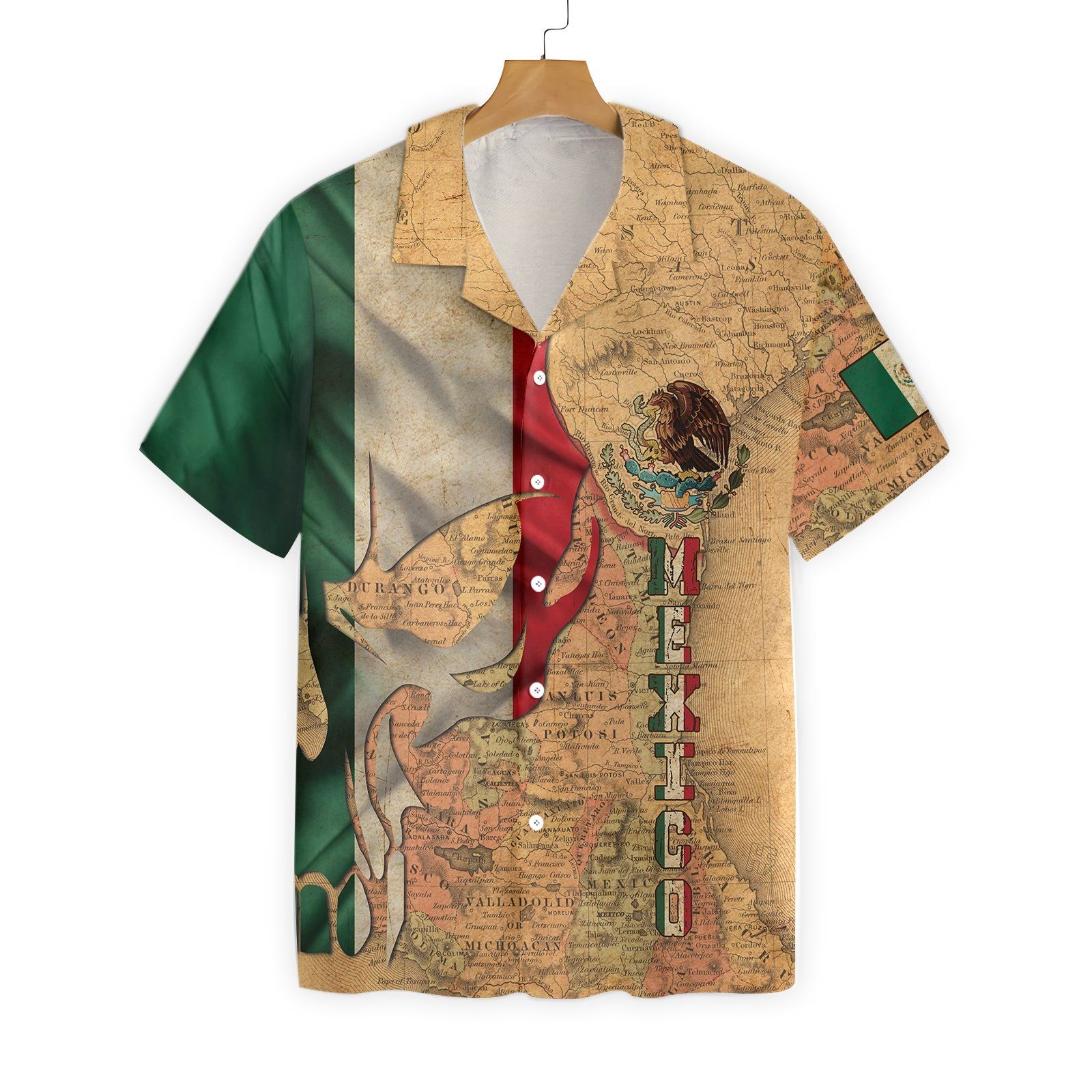 Mexico Skull Map Flag Hawaiian Shirt